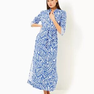 NWT Lilly Pulitzer Millicent Linen Maxi Shirtdress
